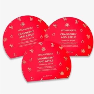 Vitamasques Cranberry and Apple Probiotic Repair Sheet Masks Set/3 NEW